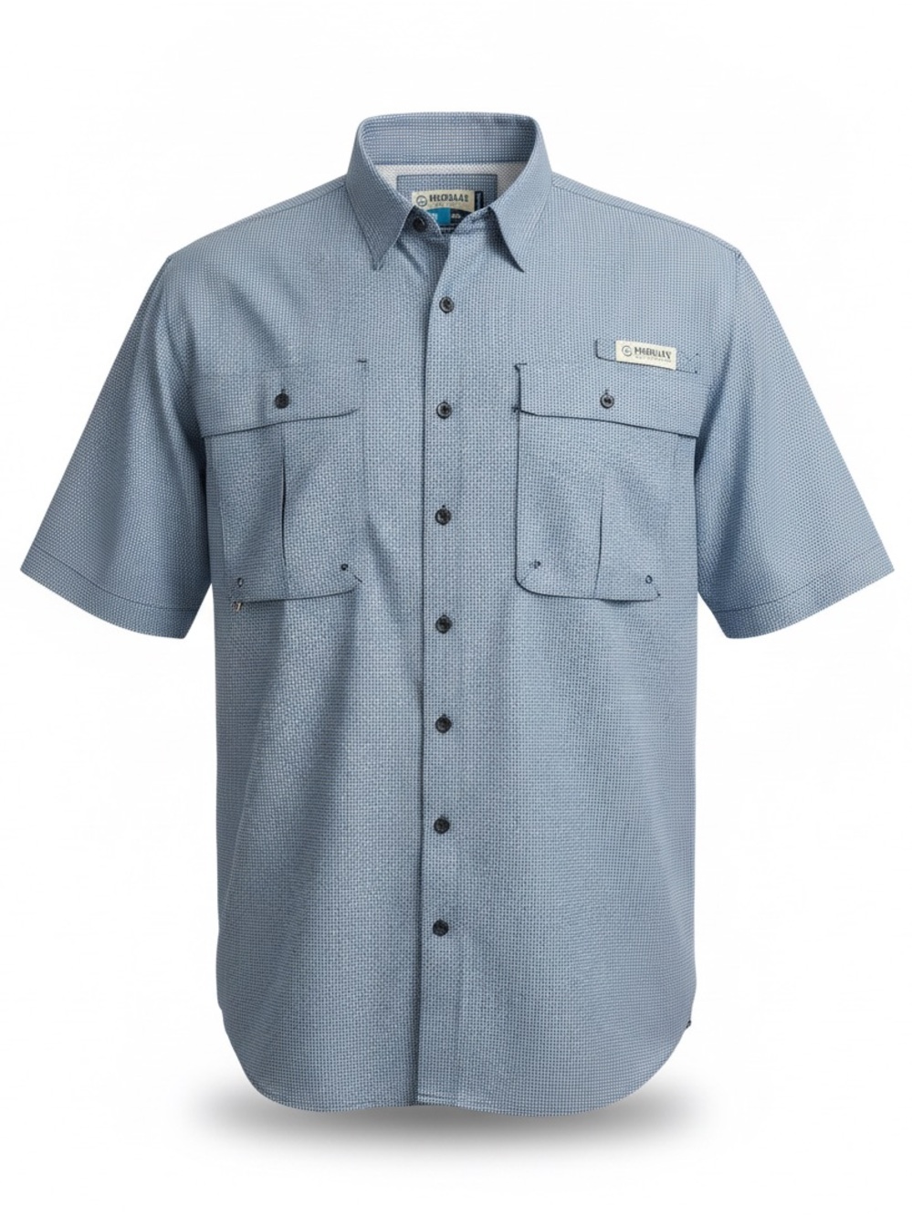Magellan Outdoors Aransas Pass Fish Gear Shirt 2XL Blue Houndstooth Fishing